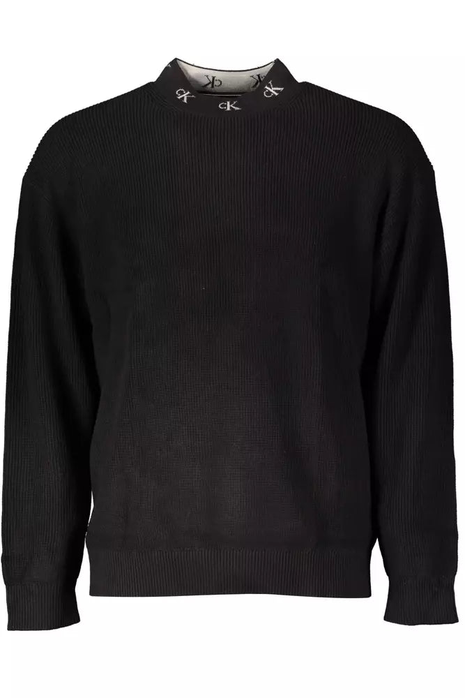 Black Cotton Men Sweater