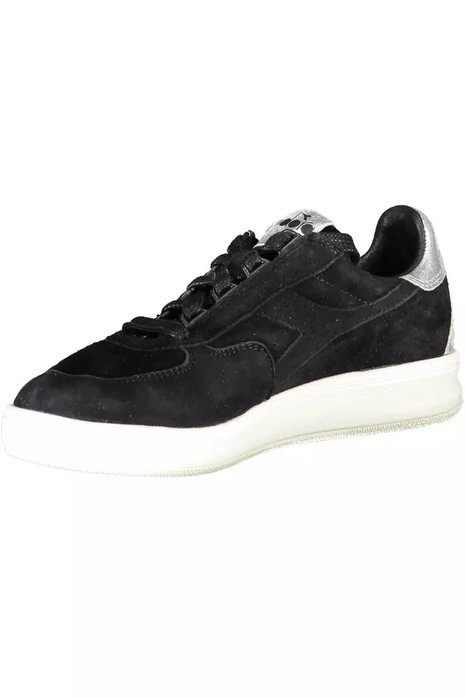 Black Leather Women Sneaker