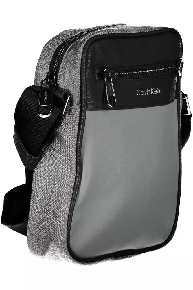 Gray Polyester Men Shoulder Bag