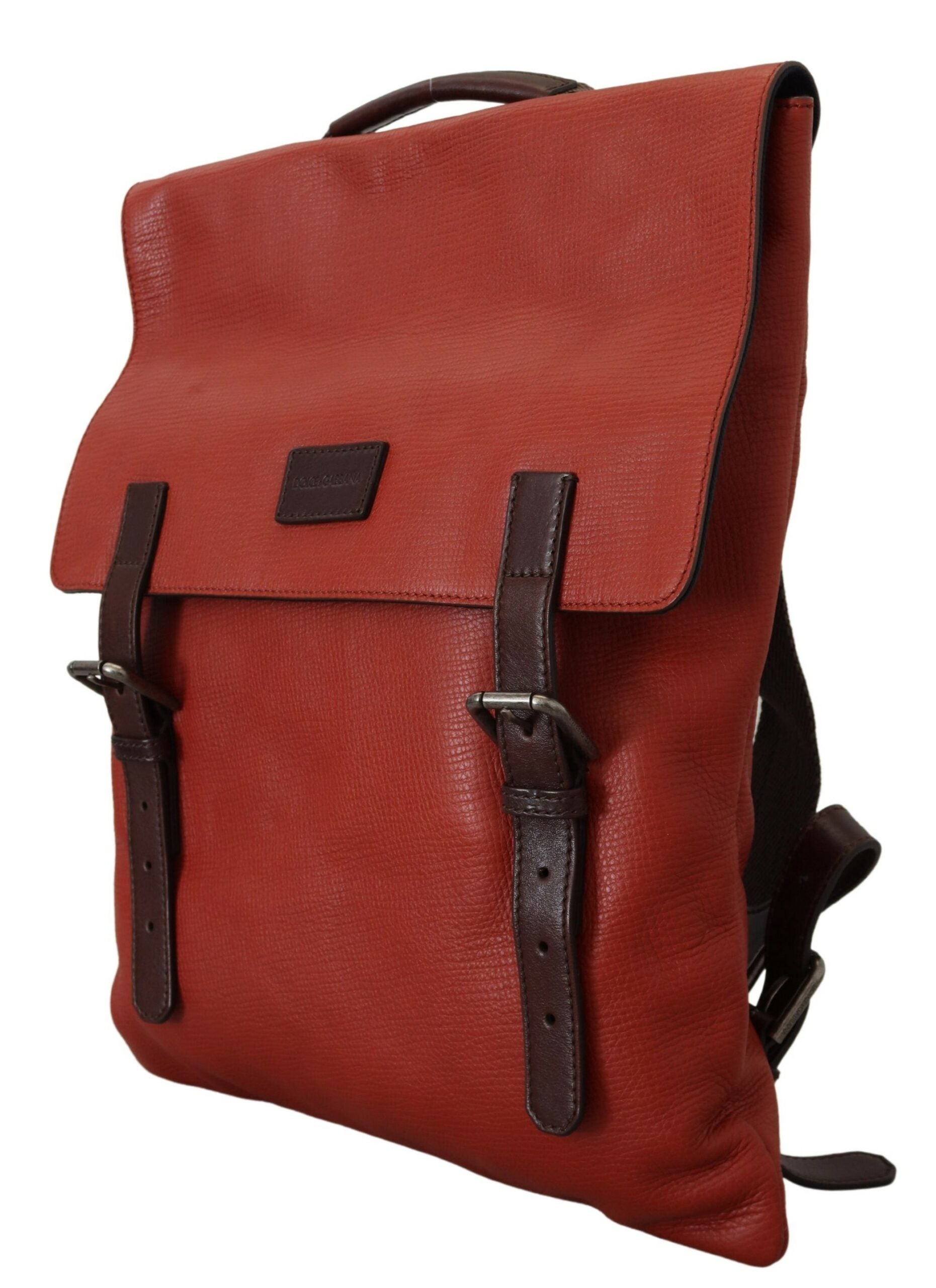 Elegant Calfskin Leather Backpack in Orange