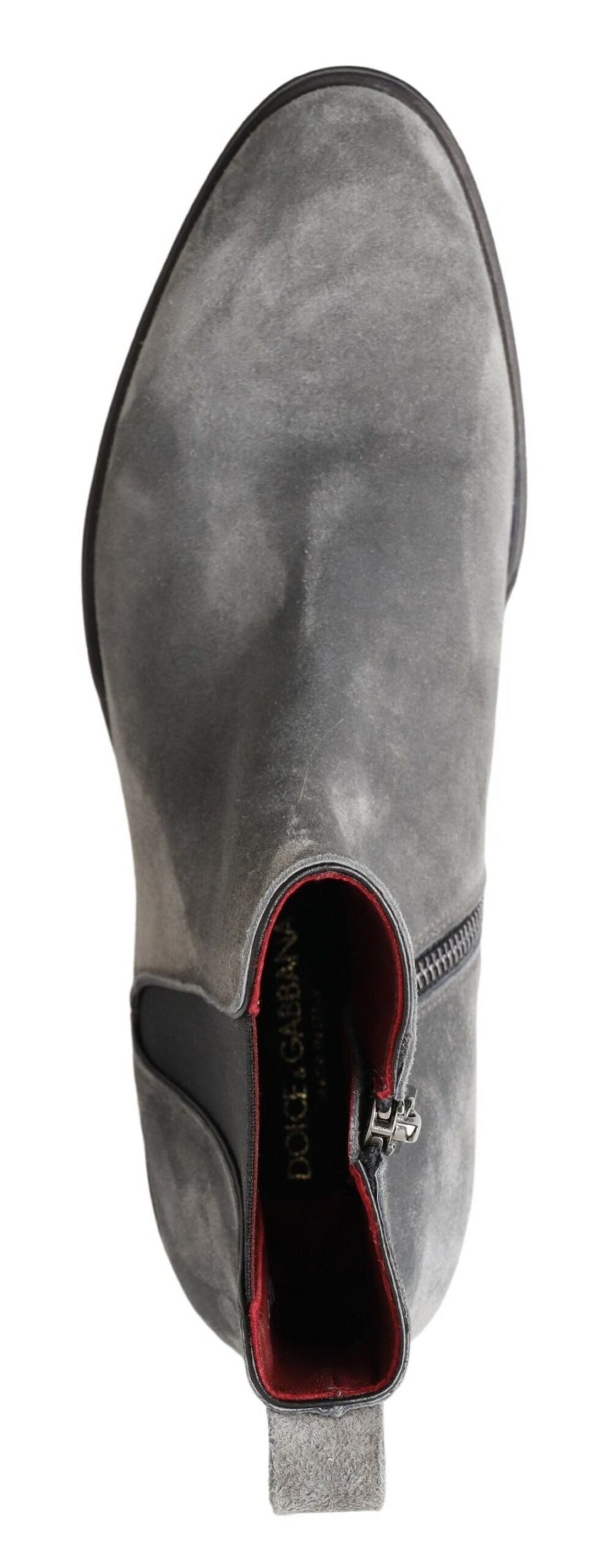 Elegant Gray Chelsea Leather Boots