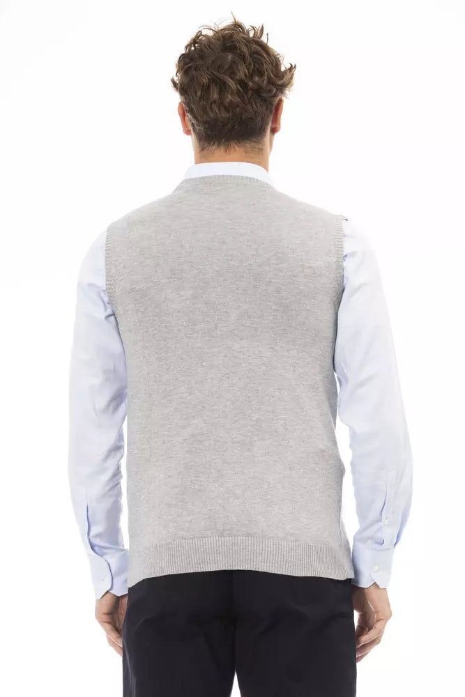 Gray Viscose Men Vest