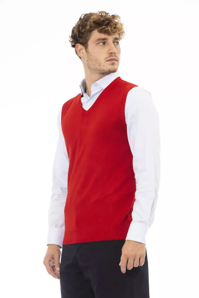 Red Viscose Men Vest