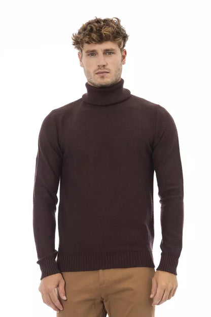 Brown Merino Wool Men Sweater