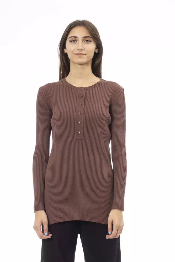 Brown Viscose Women Sweater