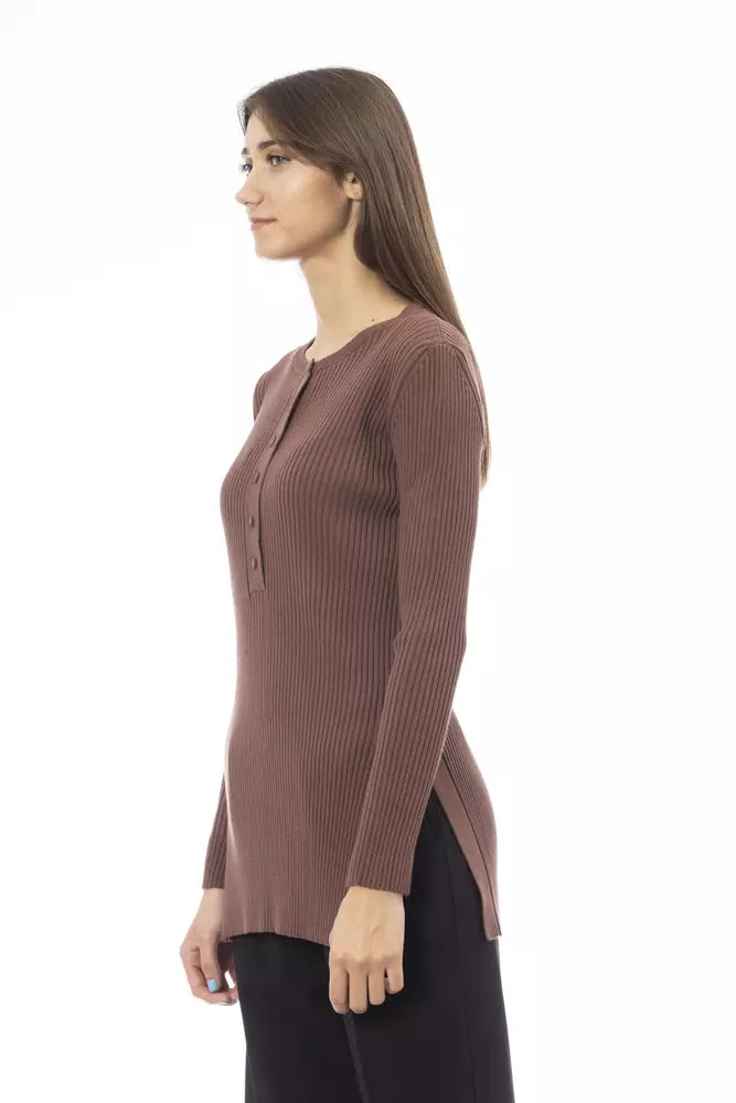 Brown Viscose Women Sweater