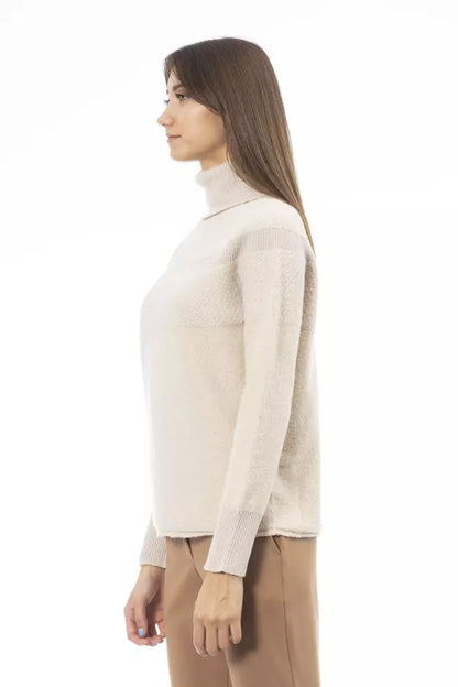 Beige Alpaca Women Sweater