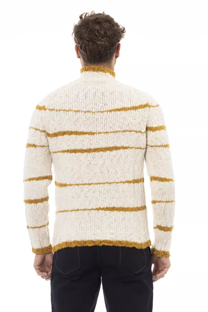 Beige Acetate Men Sweater