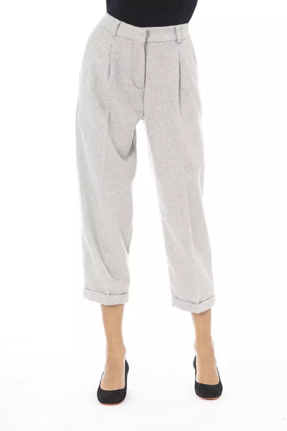 Gray Wool Women Trouser