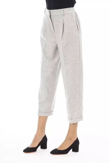 Gray Wool Women Trouser