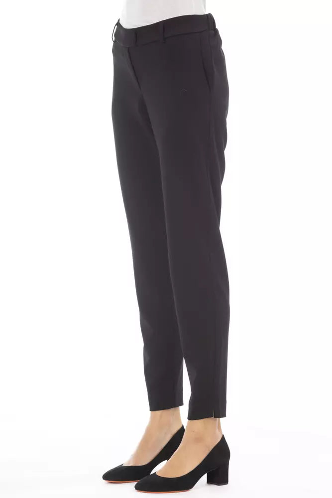 Black Polyester Women's Trouser