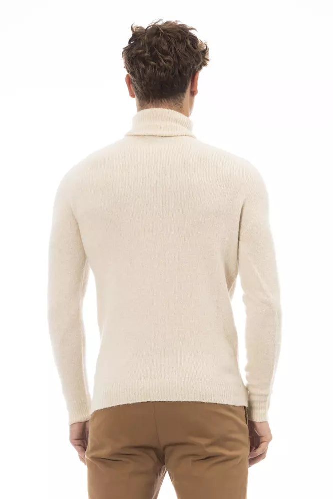 Beige Alpaca Leather Men Sweater