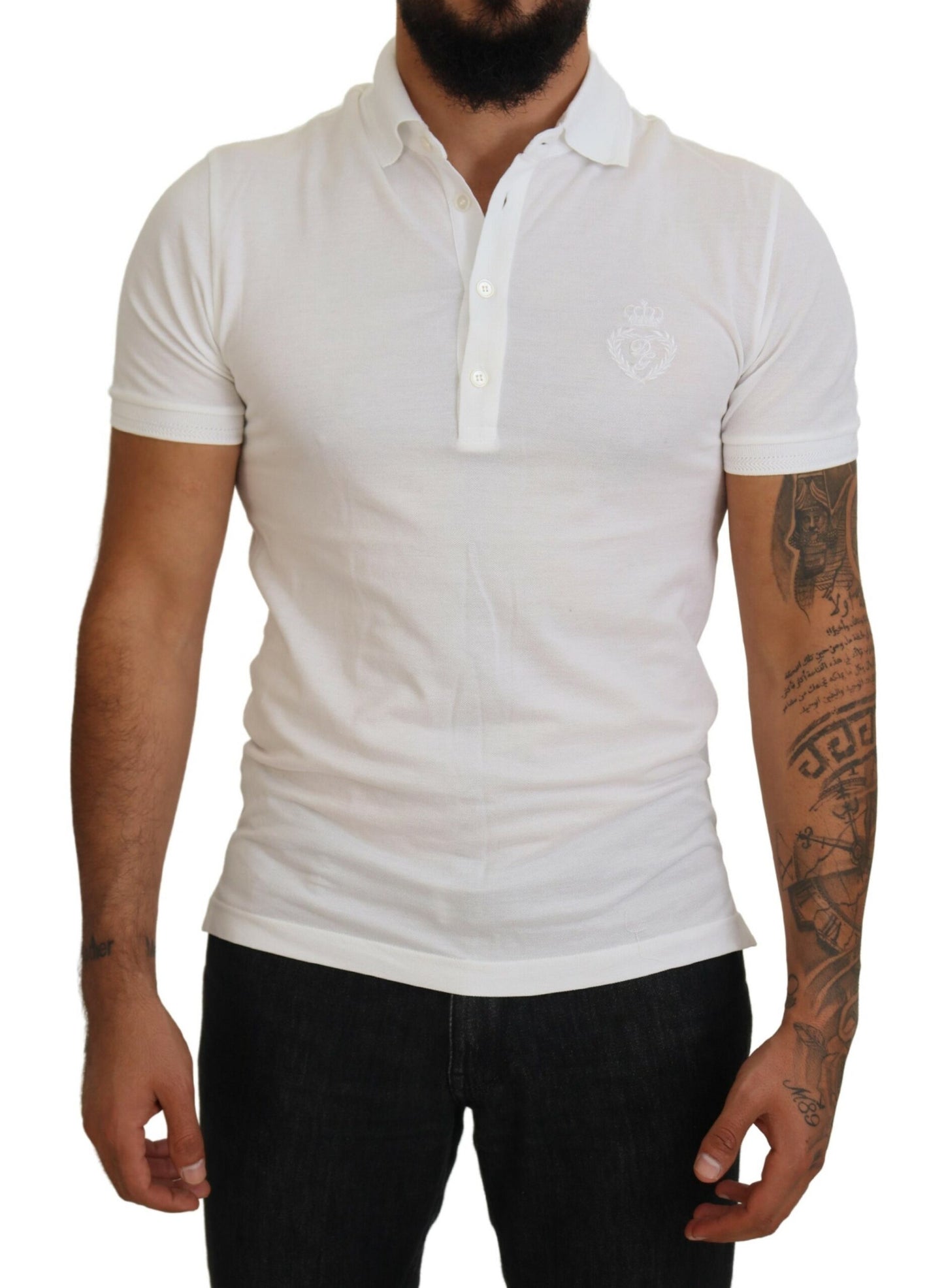 Elegant White Cotton Blend Polo