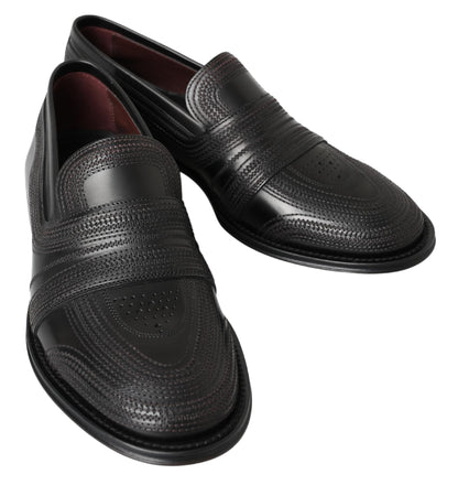 Elegant Black Leather Slipper Loafers