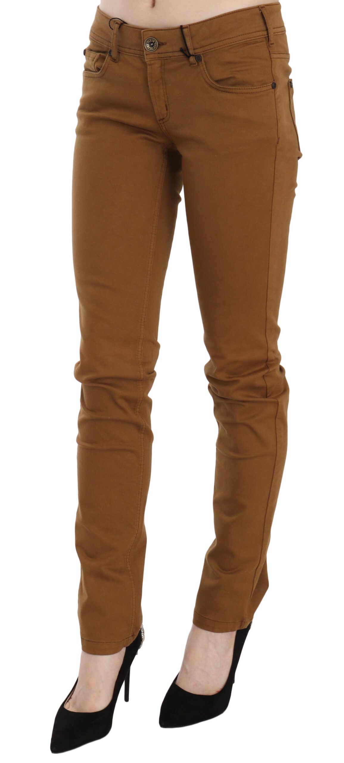 Chic Mid Waist Skinny Cotton Pants