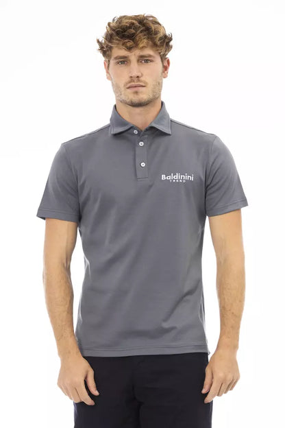 Gray Cotton Men Polo Shirt