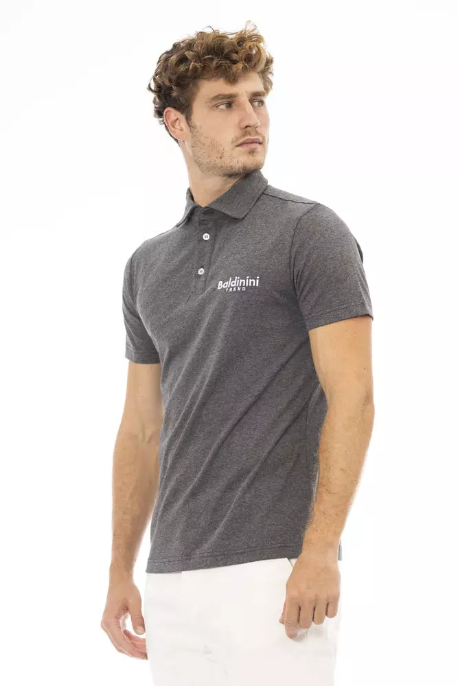 Gray Cotton Men Polo