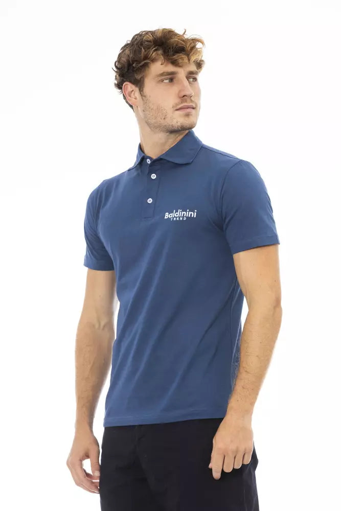 Blue Cotton Men Polo