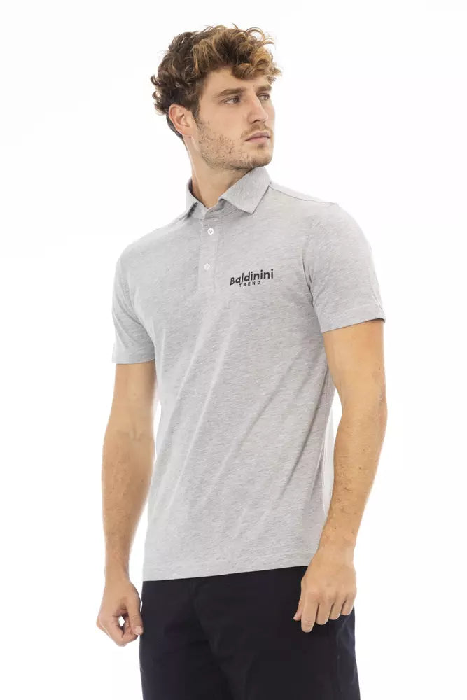 Gray Cotton Men Polo