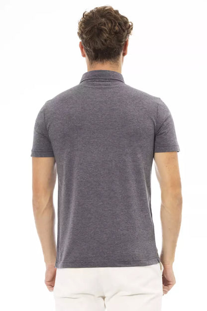 Gray Cotton Men Polo