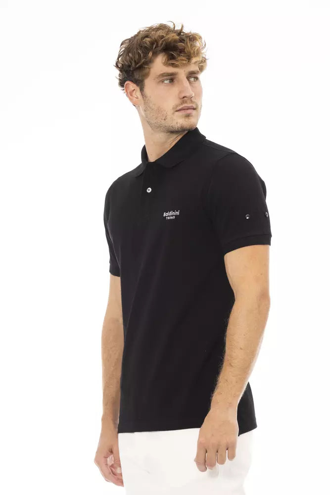 Black Cotton Men Polo