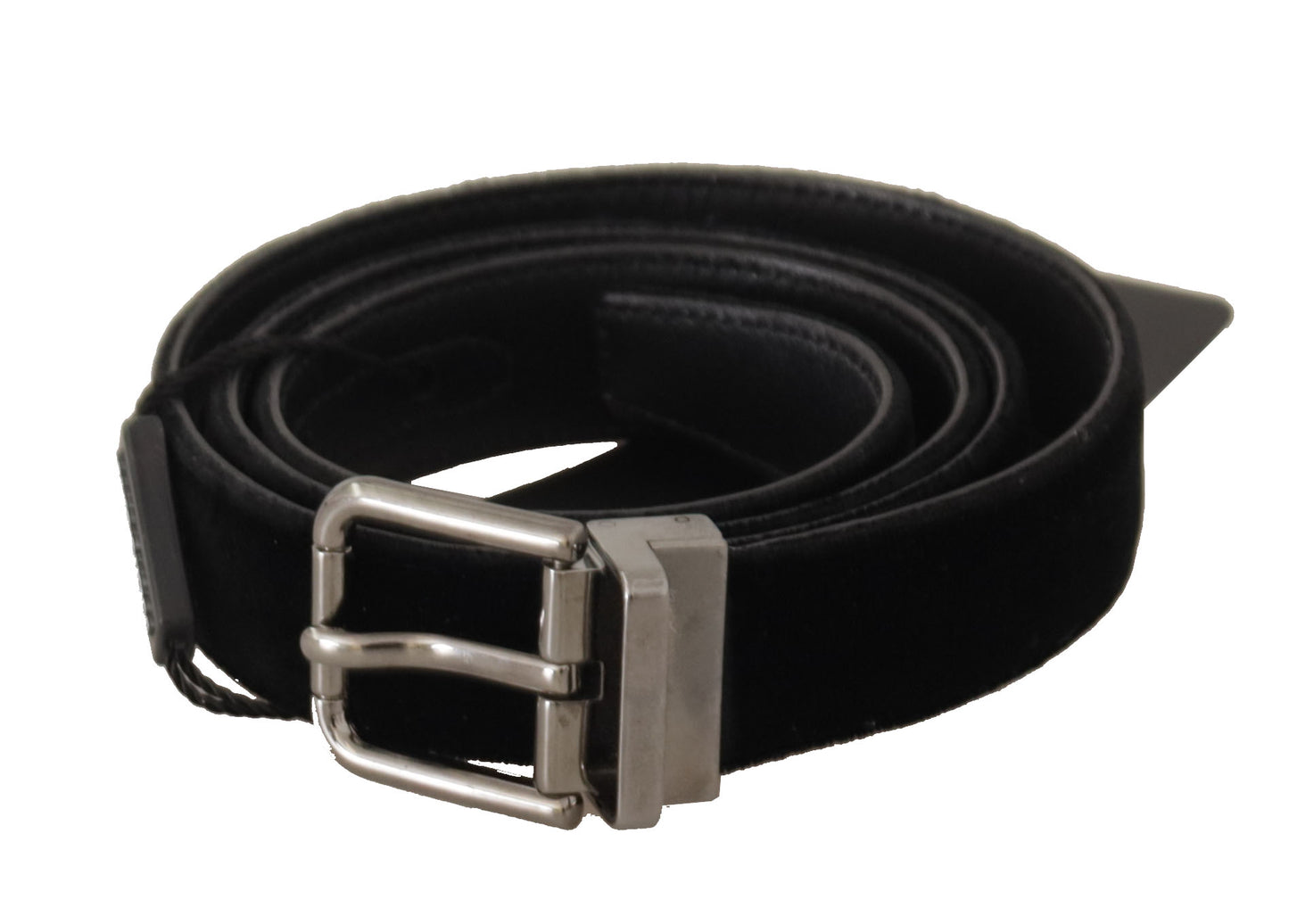 Elegant Black Cotton-Leather D&G Belt