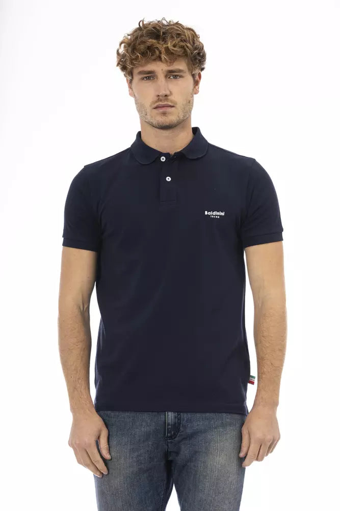 Blue Cotton Men Polo