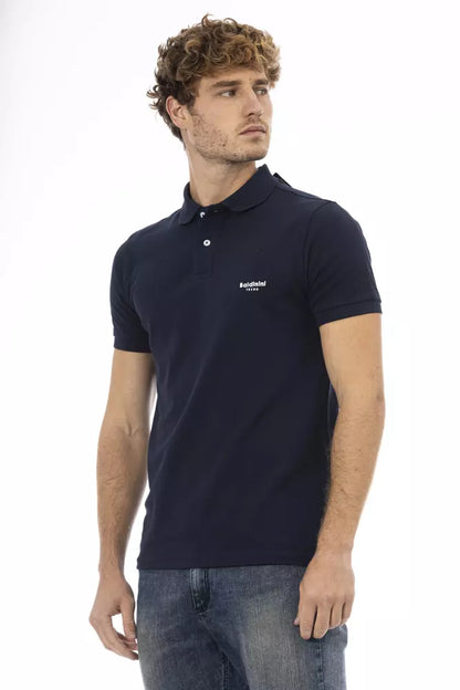 Blue Cotton Men Polo