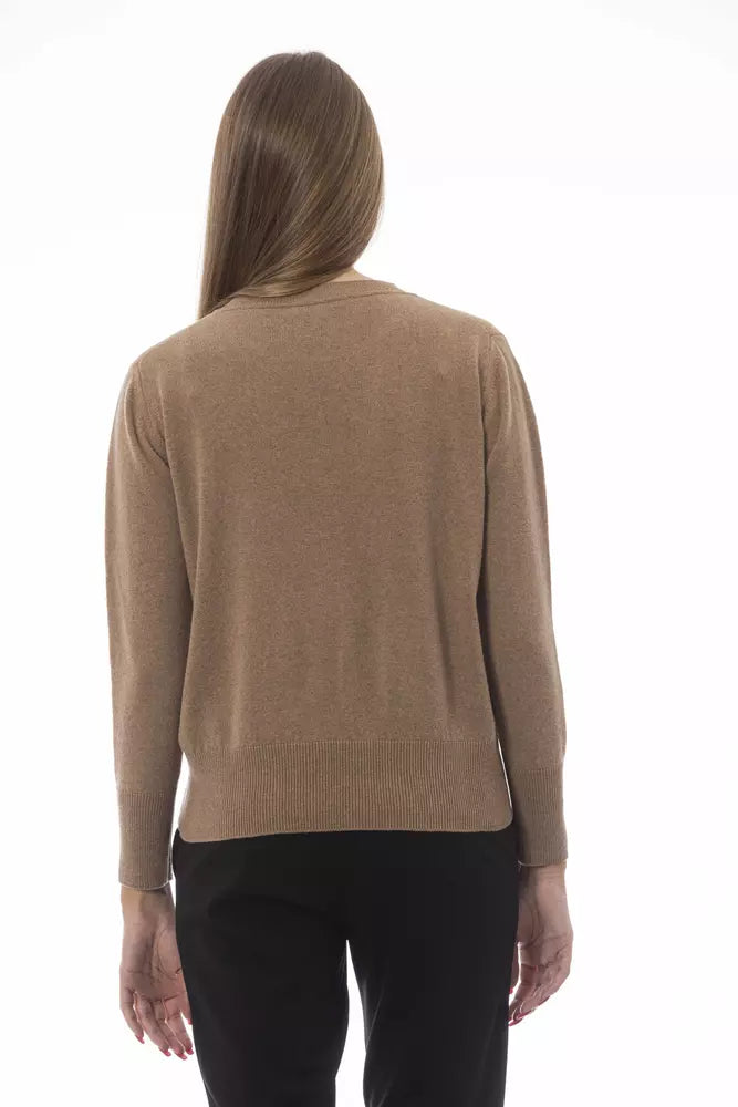 Beige Wool Women Sweater