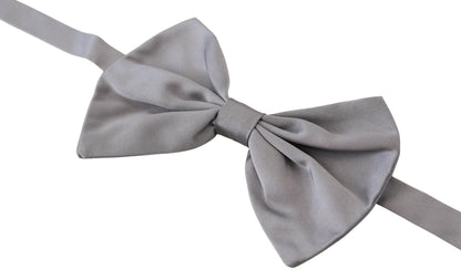 Elegant Silver Gray Silk Bow Tie