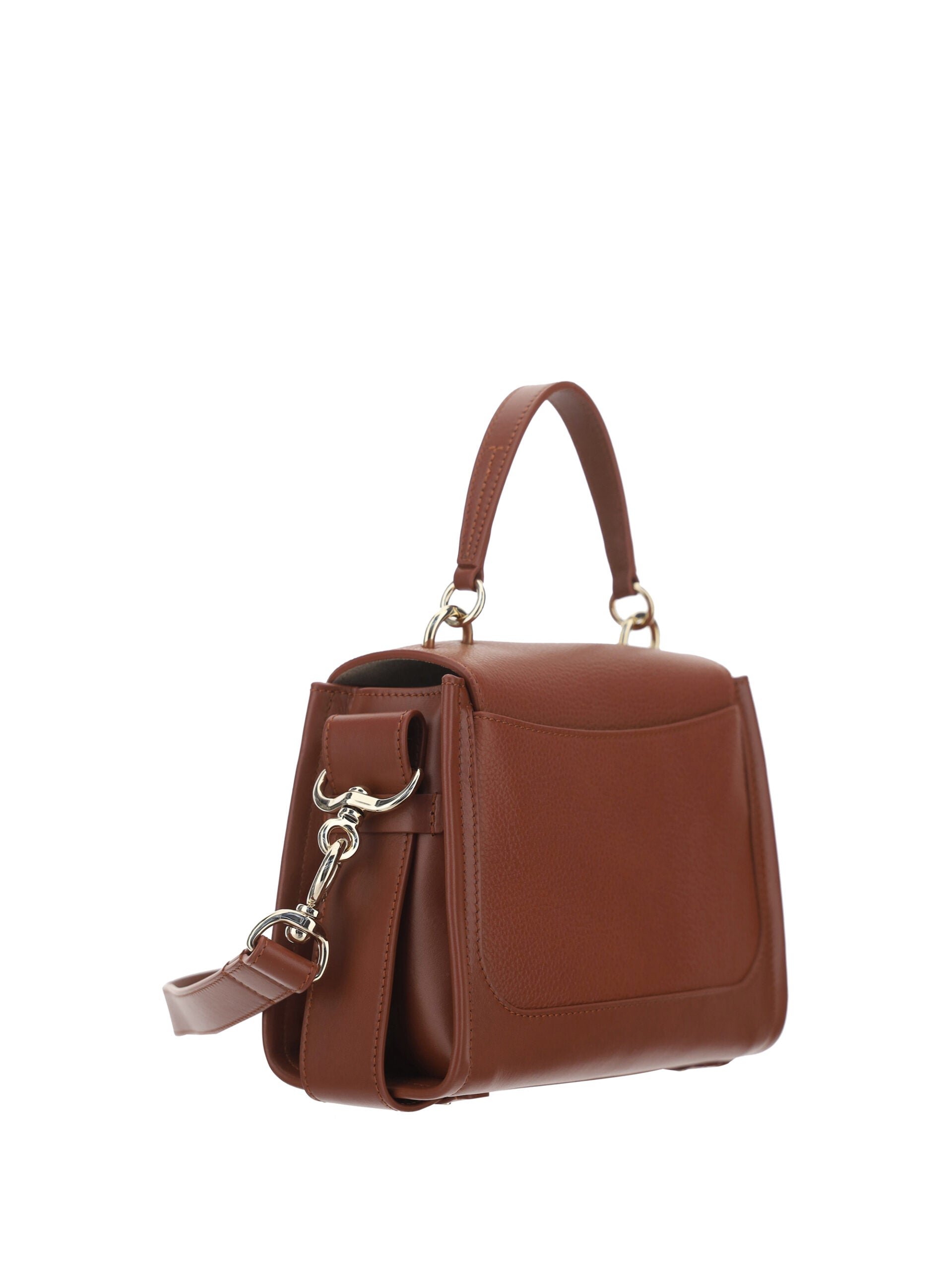 Elegant Sepia Brown Calfskin Shoulder Handbag