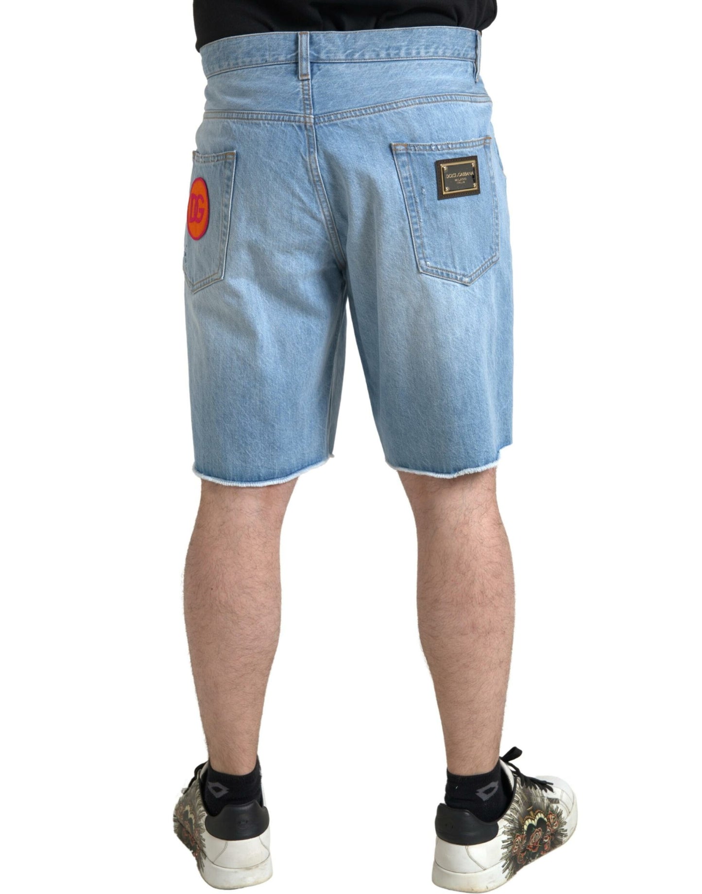 Elegant Light Blue Denim Bermuda Shorts