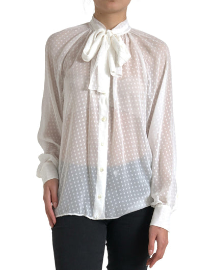 Elegant Sheer Silk Button-Up Blouse