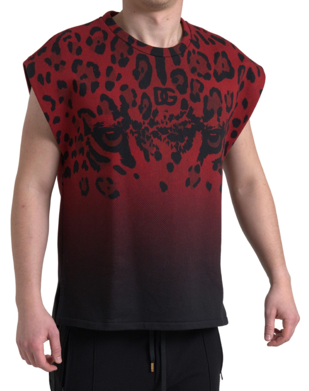 Red Leopard Print Cotton Tank Top