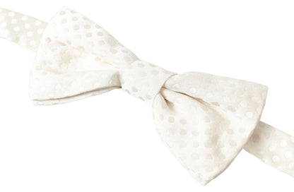 Elegant Ivory Fantasy Pattern Silk Bow Tie