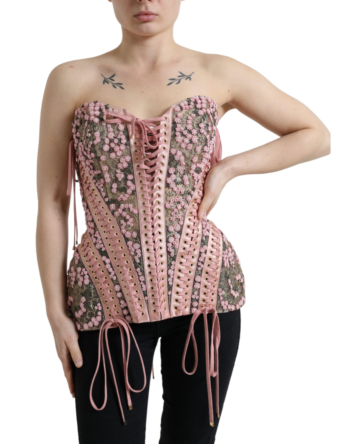 Silken Nylon Bustier Corset Top in Pink