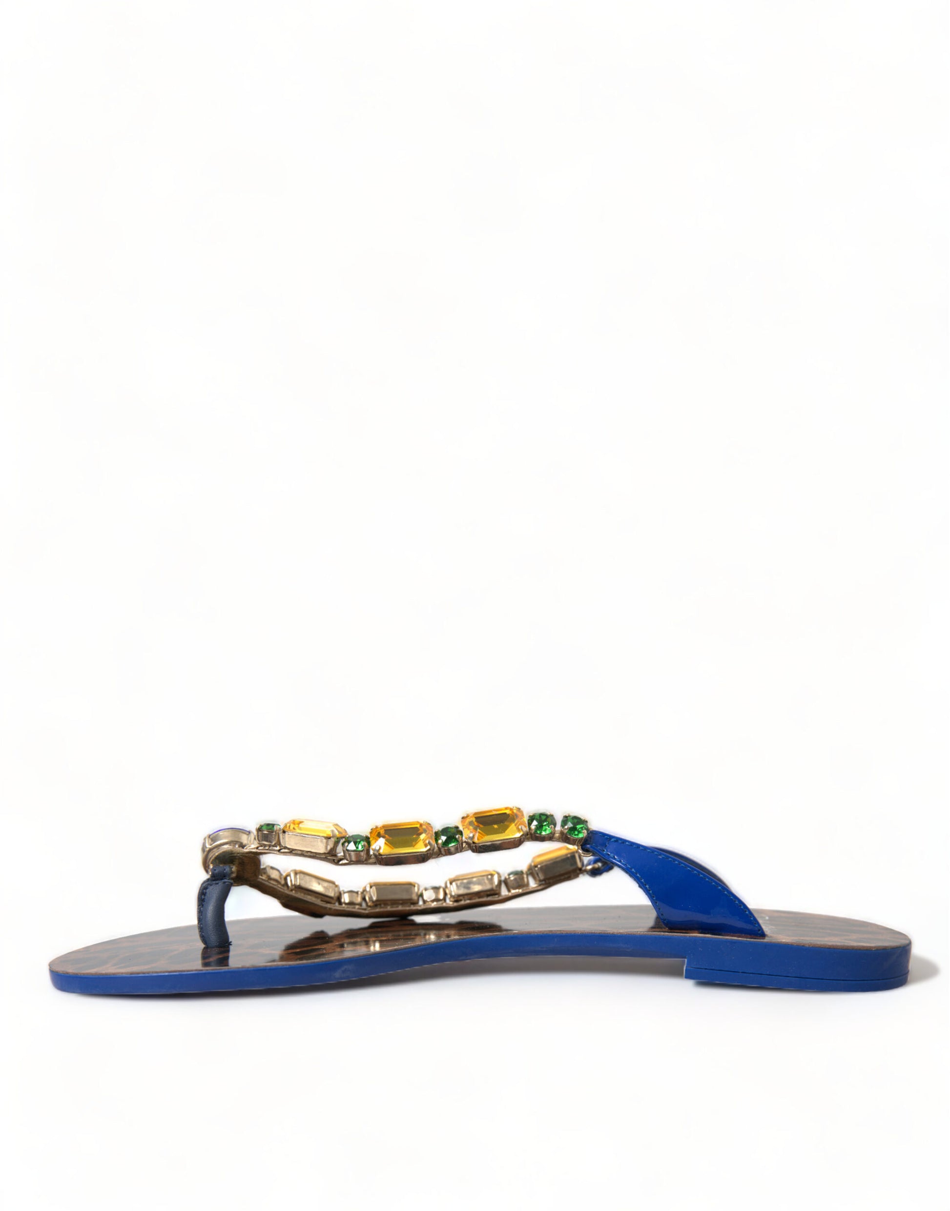 Elegant Blue Leather Flat Sandals