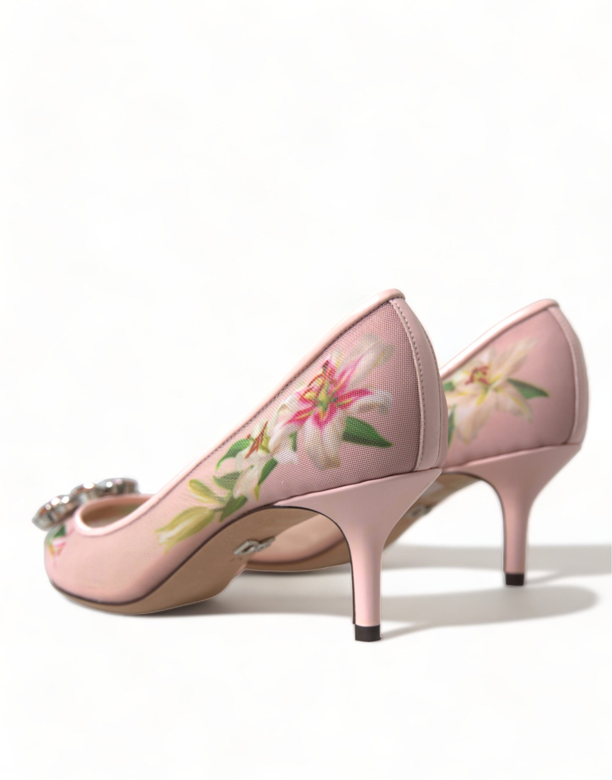 Elegant Pink Floral Crystal Pumps