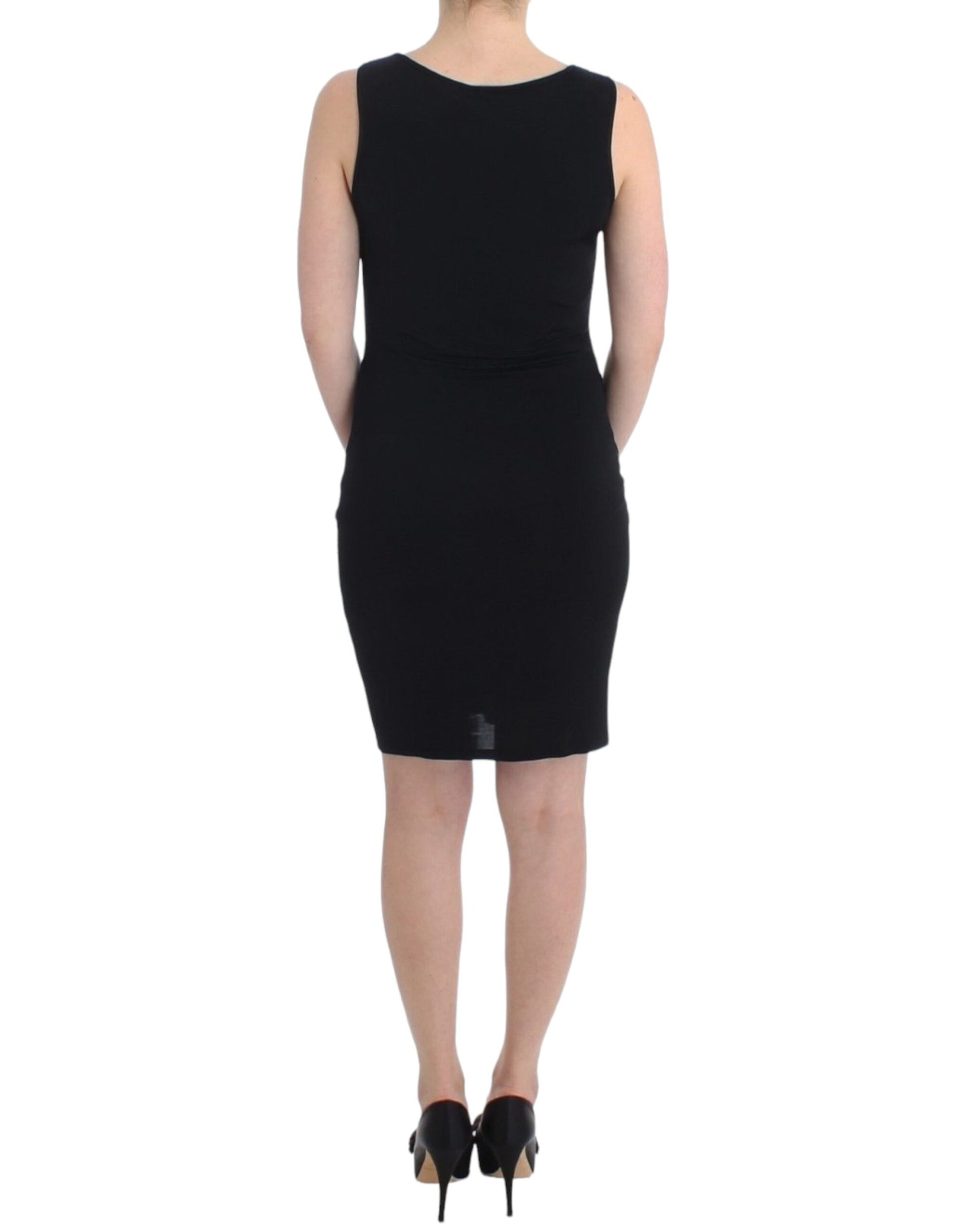 Elegant Black Sheath Knee-Length Dress