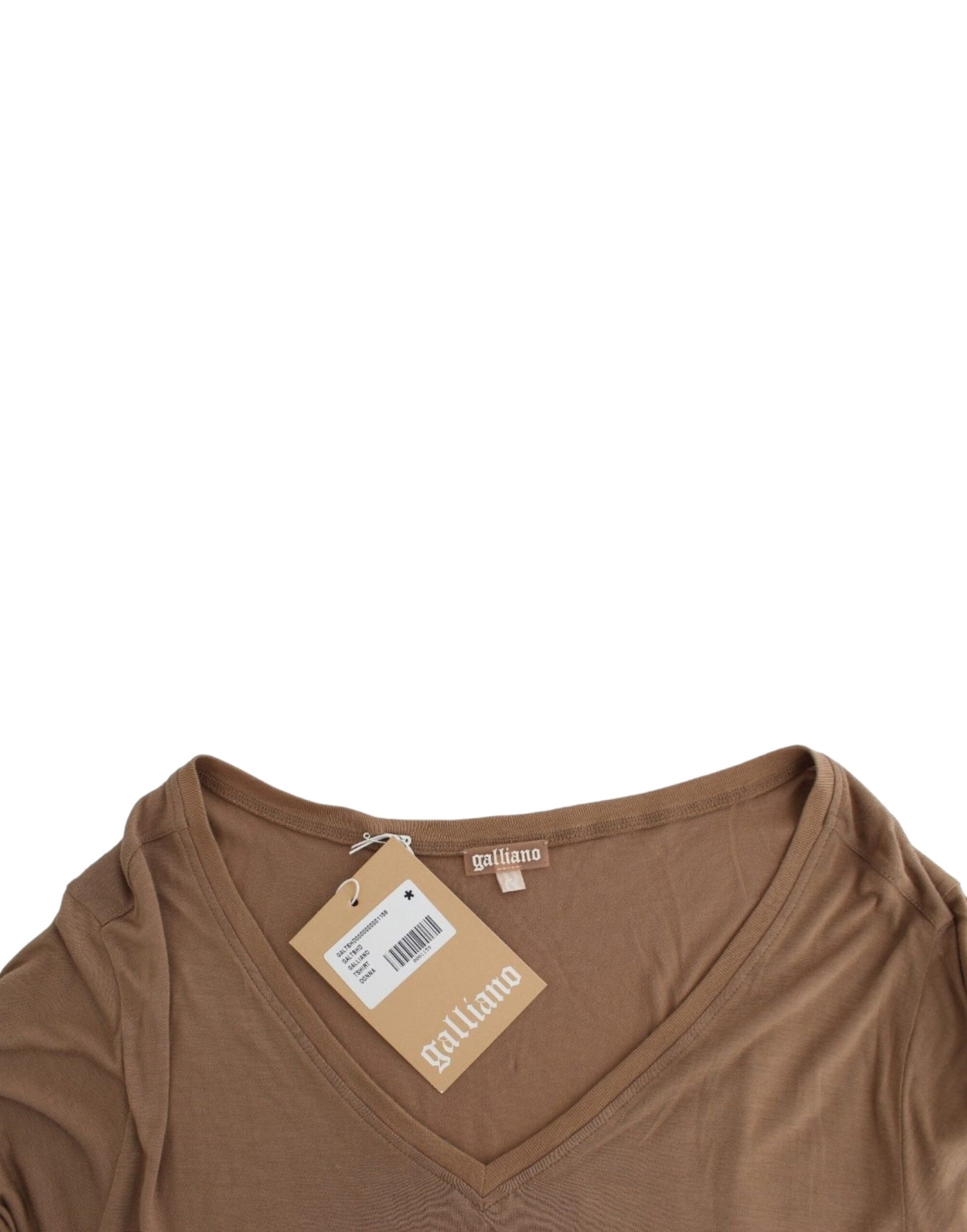 Elegant Short-Sleeved Brown Rayon Top