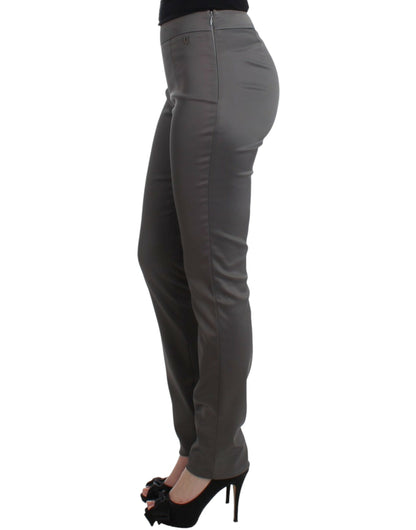 Chic Gray Slim-Fit Designer Pants