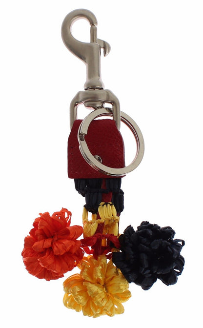 Multicolor Sicily Raffia Leather Keychain