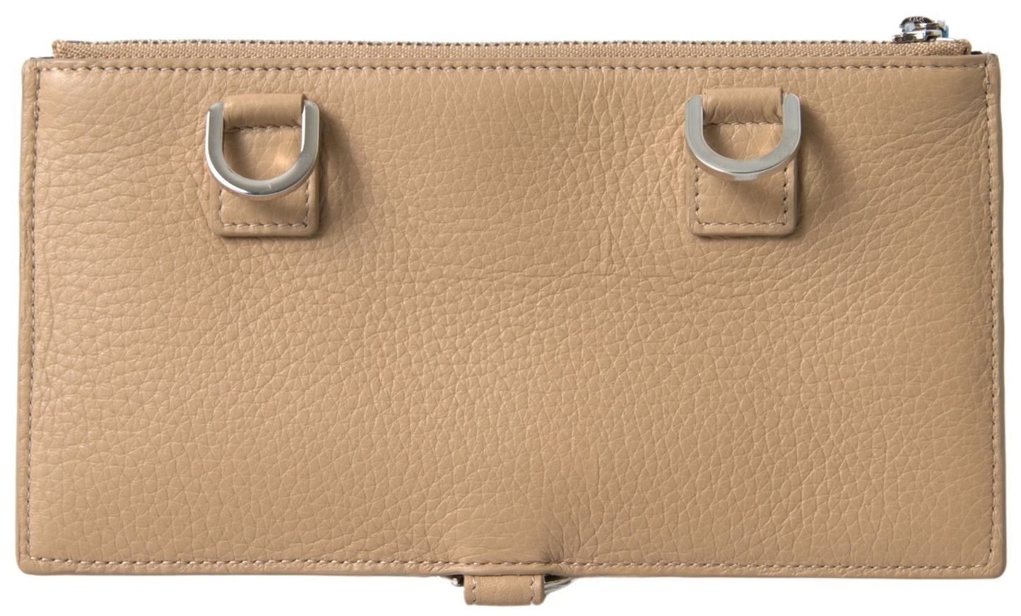 Elegant Beige Leather Wallet with Detachable Strap