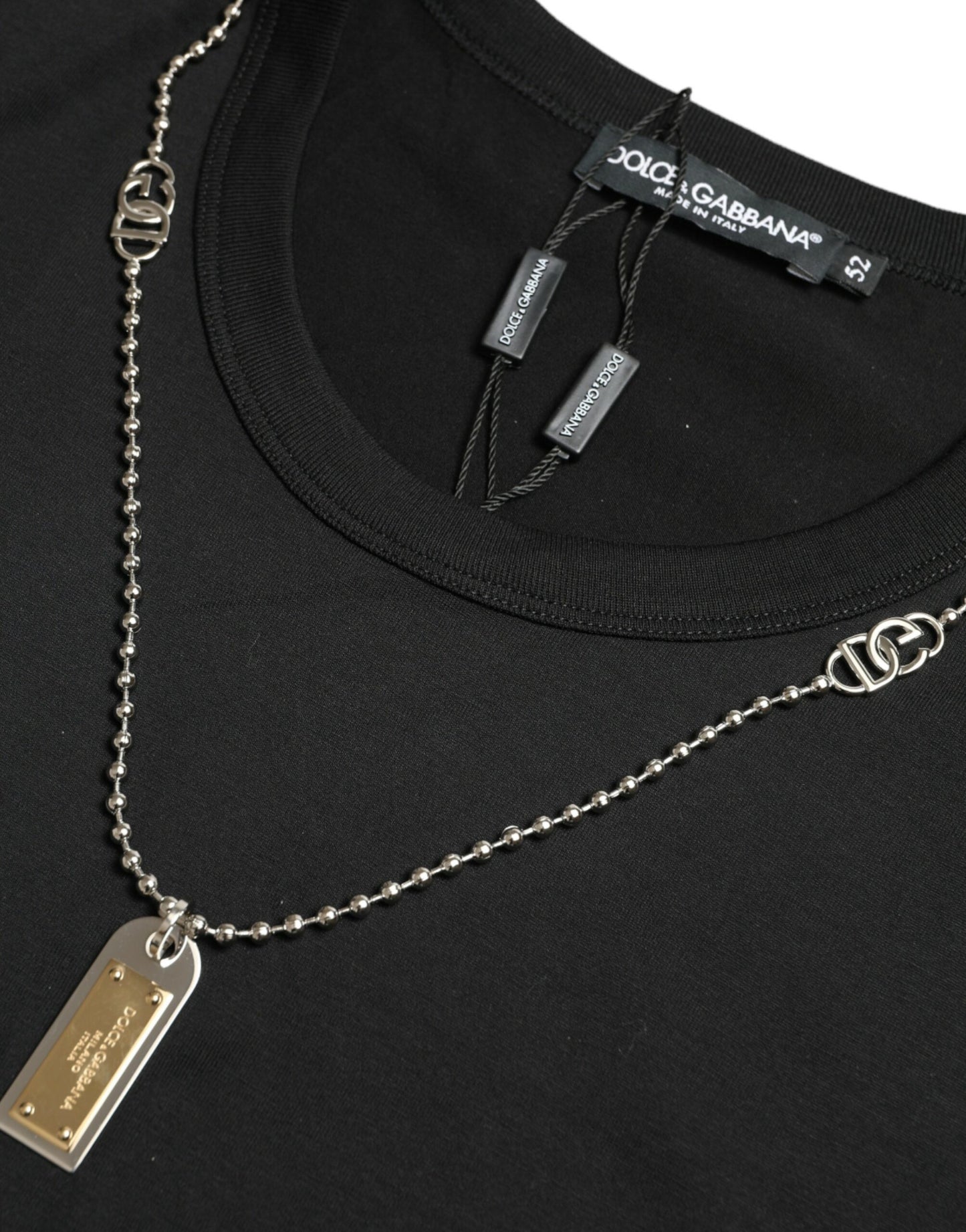 Sleek Cotton Round Neck T-Shirt with Chain Detail