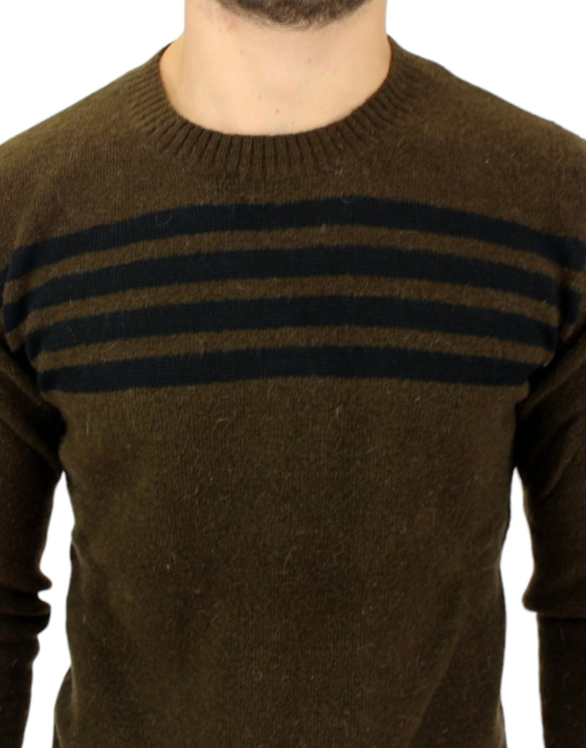 Elegant Crewneck Striped Sweater Pullover