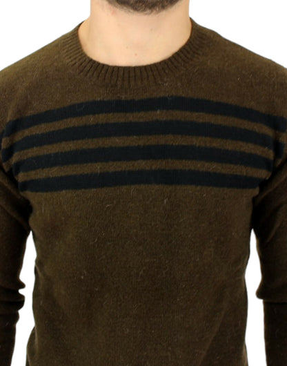 Elegant Crewneck Striped Sweater Pullover