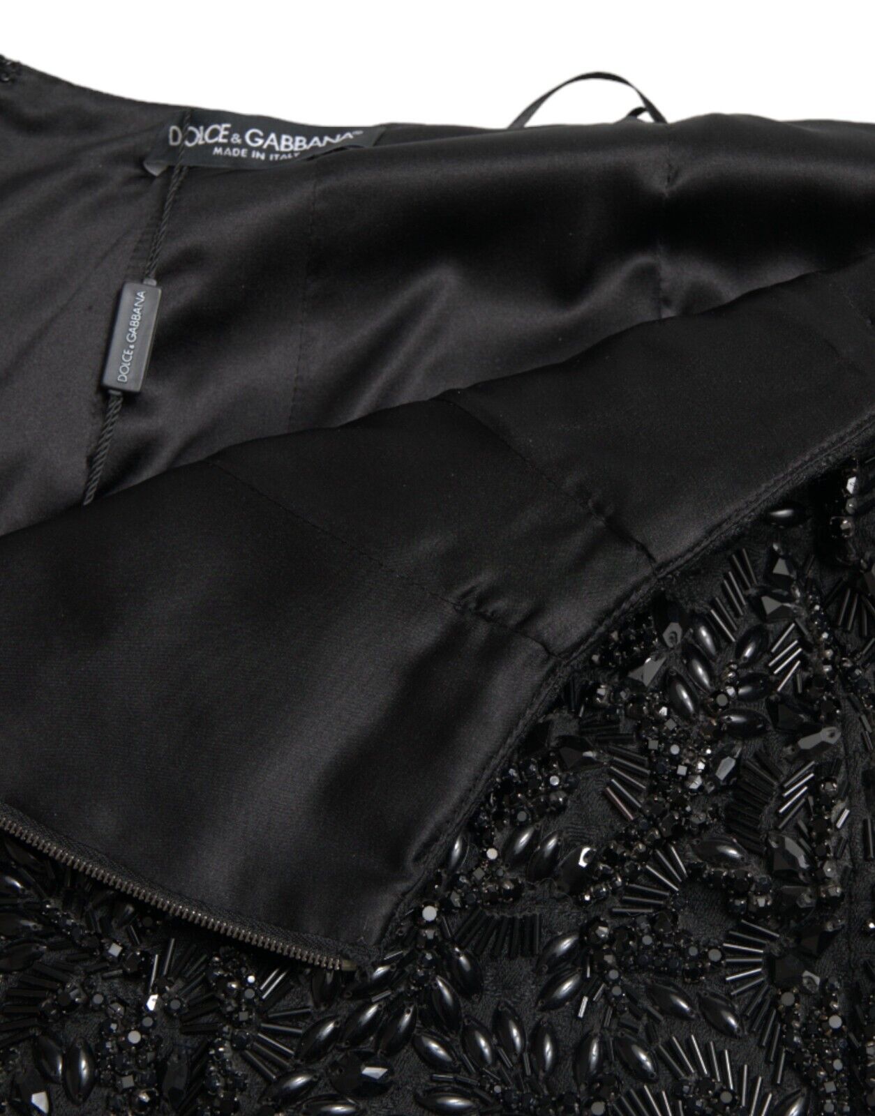 Black Crystal-Embellished Runway Skirt