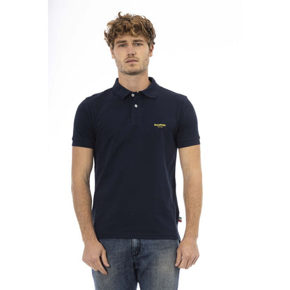 Blue Cotton Men Polo