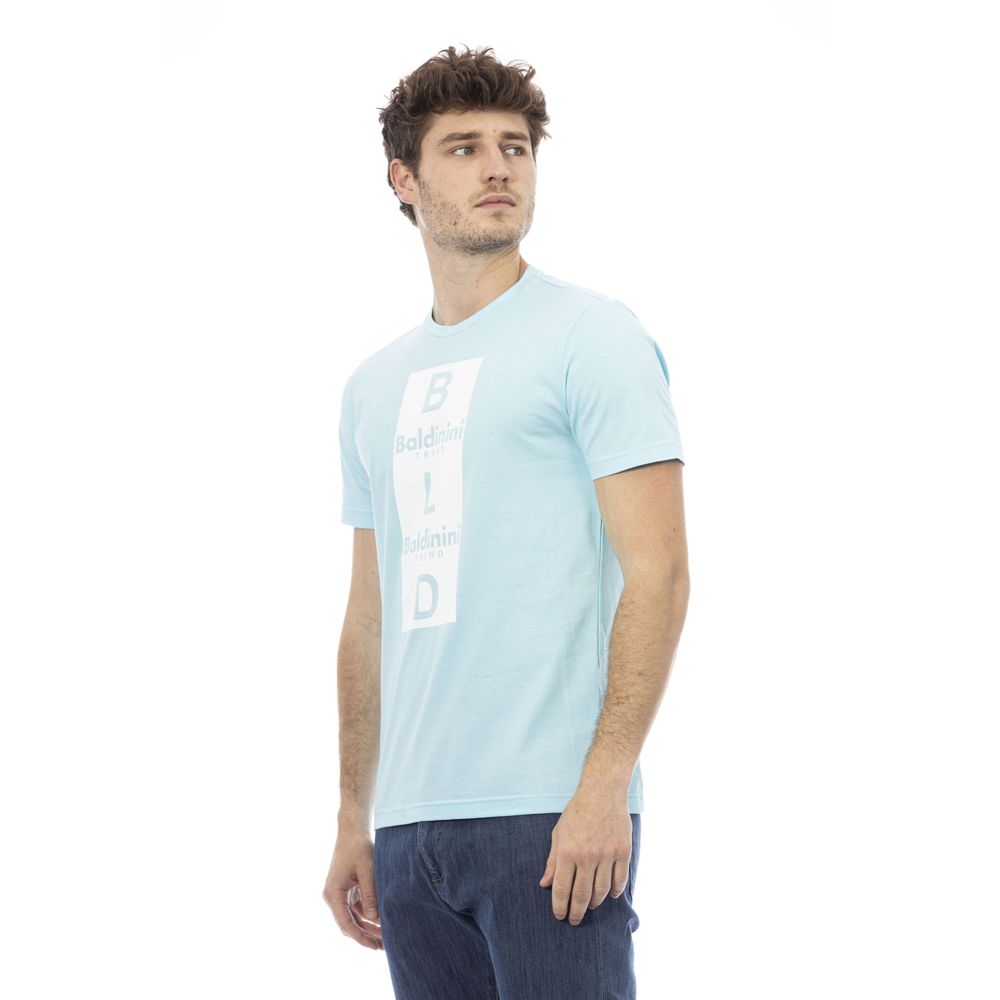 Light Blue Cotton Men T-Shirt