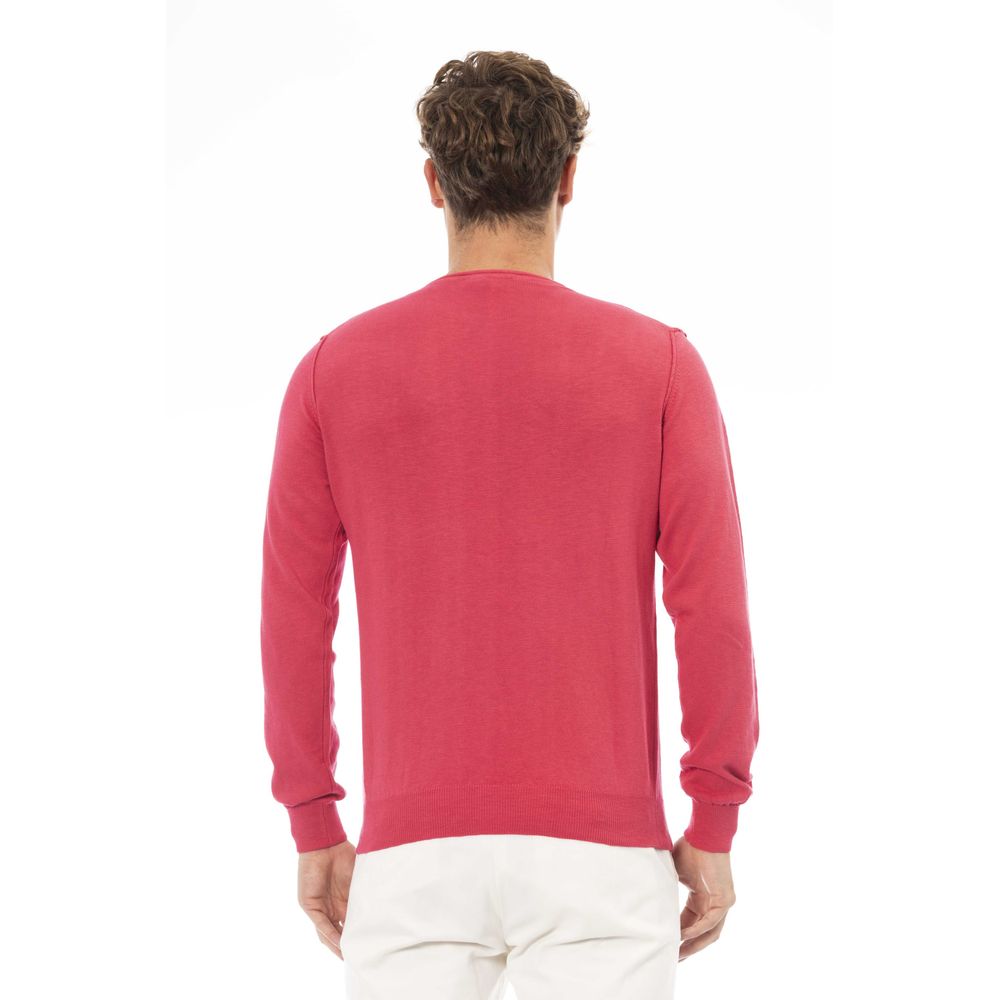 Red Cotton Men Sweater